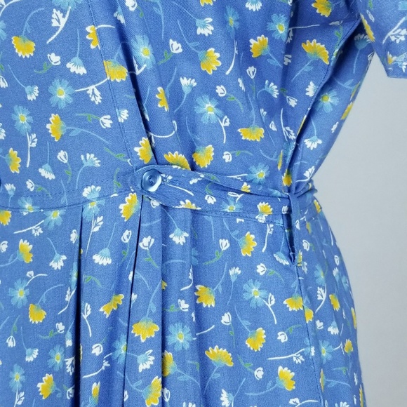 Vintage 90s Daisy Floral Maxi Dress Blue Grunge - Picture 3 of 8